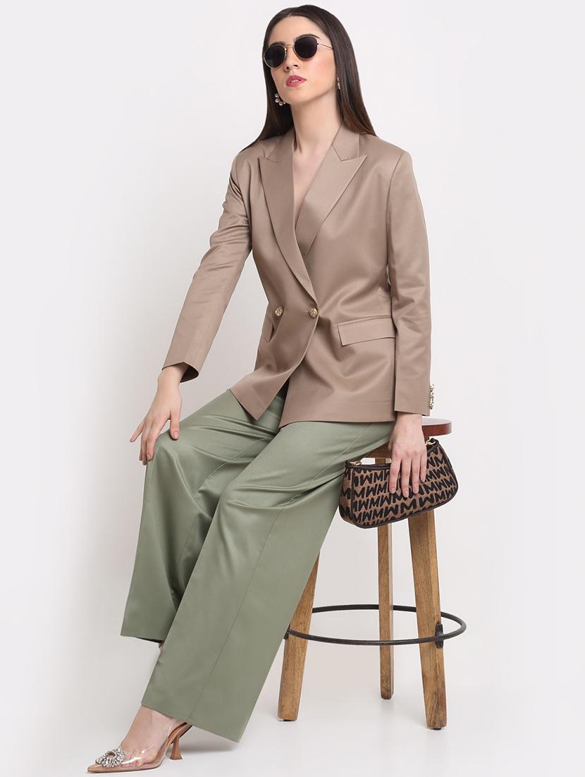 women solid pleated wide leg trouser - 18447049 - Zoom Image - 3