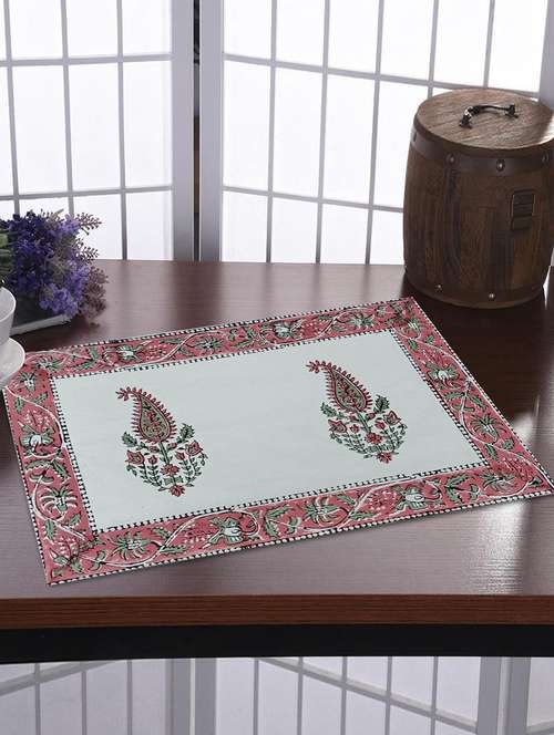 texstylers thick cotton canvas jaipuri block print table mats - 18450108 - Very Small Image - 1