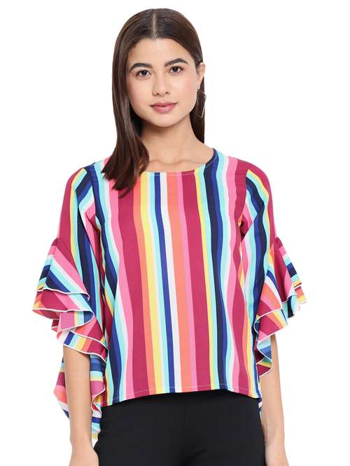 women's straight round neck top - 18450214 - Very Small Image - 1