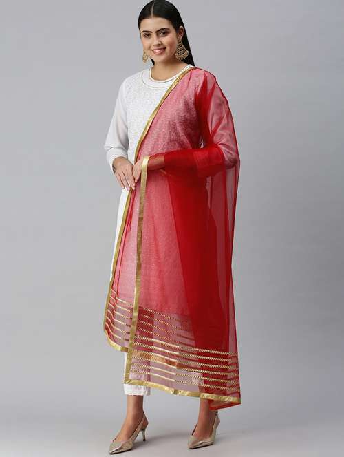 women red gotta patti net dupatta - 18468962 - Very Small Image - 1