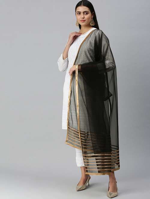 women black gotta patti net dupatta - 18468971 - Very Small Image - 1