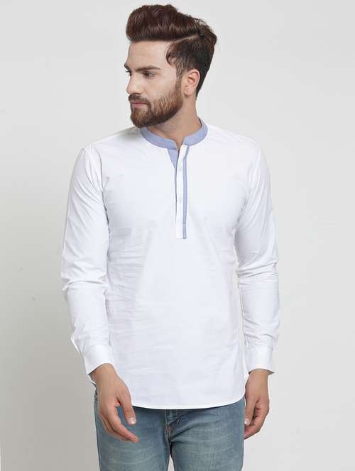 white solid short kurta - 18469581 - Very Small Image - 1