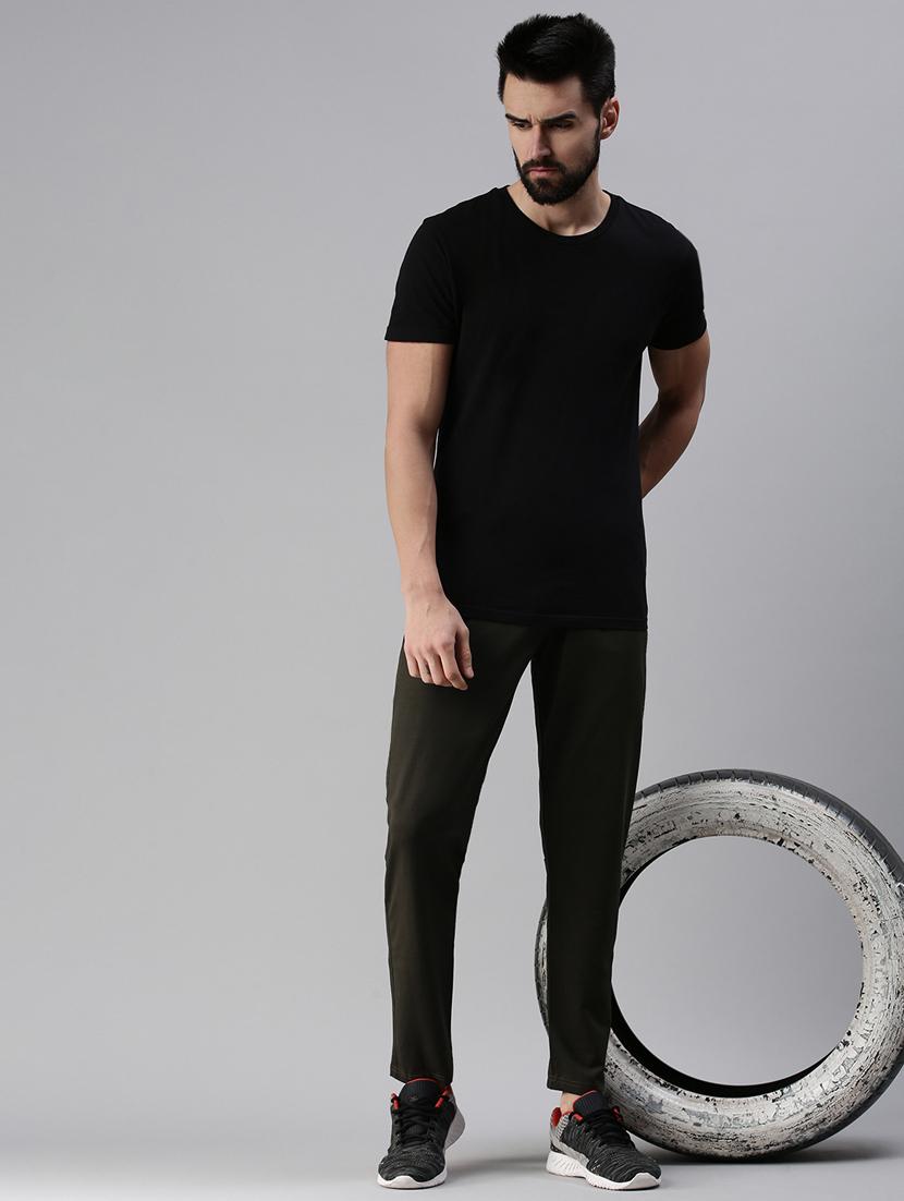 olive green solid track pant - 18476612 - Standard Image - 3
