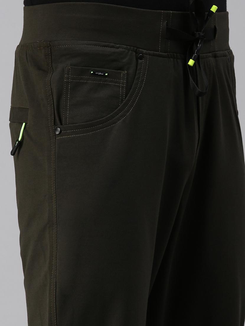 olive green solid track pant - 18476612 - Standard Image - 4