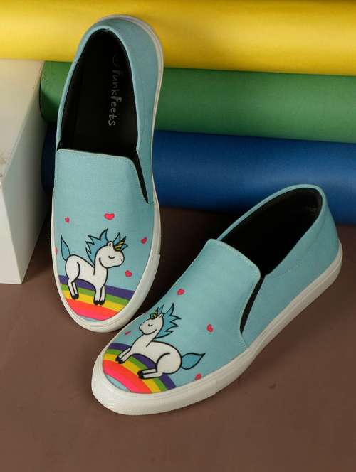 mens light blue printed slip on sneaker - 18477336 - Very Small Image - 1