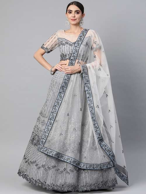 embroidered semi-stitched lehenga & blouse with dupatta - 18514541 - Very Small Image - 1