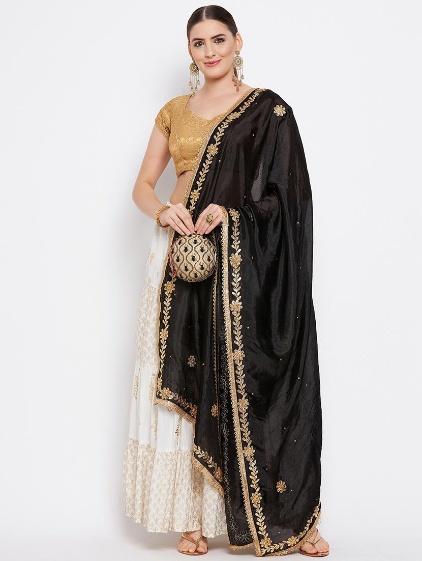 black silk blend dupatta - 18519298 - Zoom Image - 3