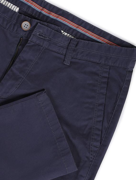 navy blue solid casual trouser - 18519471 - Standard Image - 4