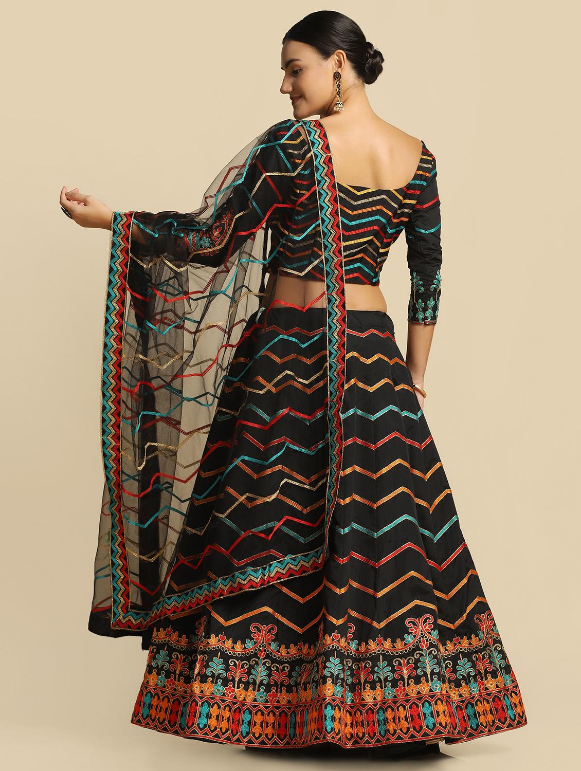 embroidered semi-stitched lehenga choli with dupatta - 18531620 - Standard Image - 3