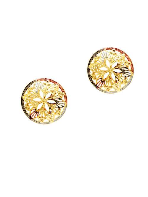 round stud earrings with red white & black meenakari and rasrawa work - 18535403 - Very Small Image - 1