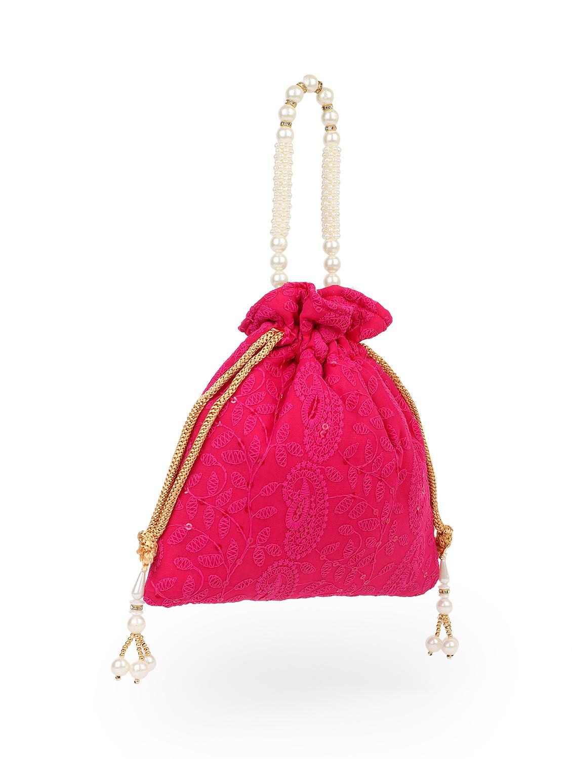 pink embroidered regular potli - 18536349 - Zoom Image - 3