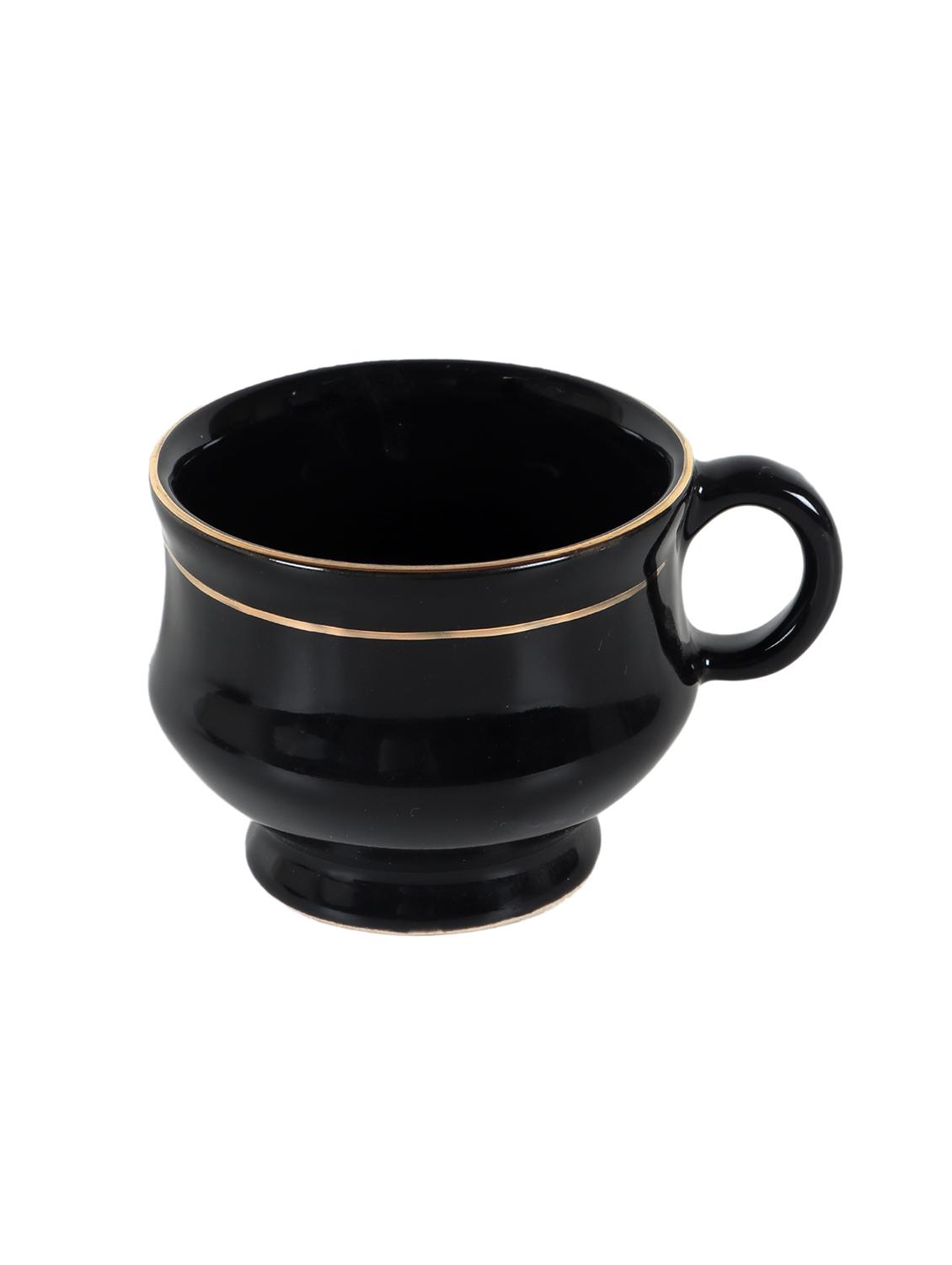 cdi 12 pieces black & gold-toned solid ceramic glossy cups and saucers set - 18538357 - Zoom Image - 4