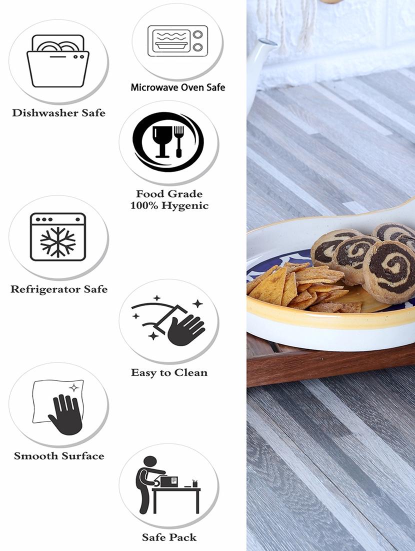cdi cream-coloured & blue printed ceramic pizza serving platter - 18538438 - Standard Image - 4