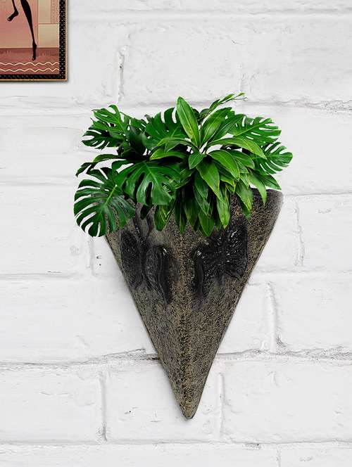 triangular exclusive metalic golden pyramid shape planter for home décor - 18591749 - Very Small Image - 1