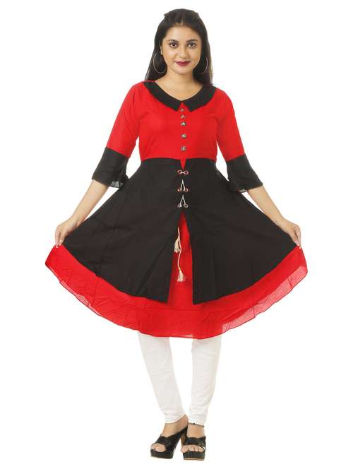 Women's Layered Kurta - 18594571 - Very Small Image - 1