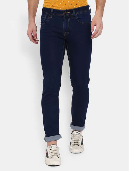 men mid-rise solid full length jeans - 18616213 - Very Small Image - 1