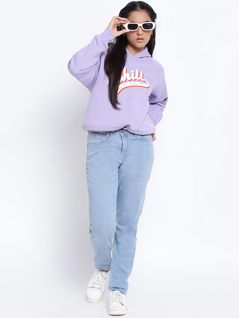 chest print hood neck sweatshirt - 18633583 - Standard Image - 3