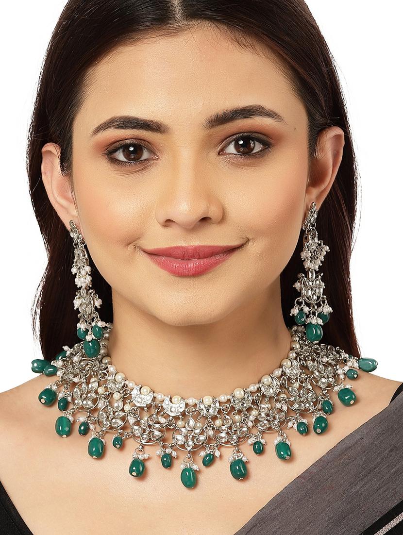 silver plated necklaces and earring set - 18636051 - Standard Image - 5