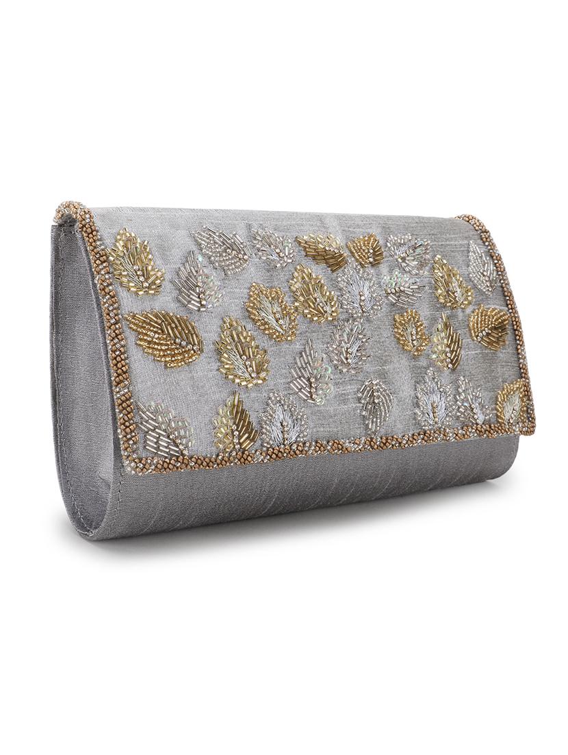 silver embellished ethnic clutch - 18636954 - Zoom Image - 4