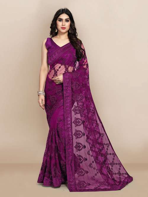 women's embroidered saree with blouse - 18642570 - Very Small Image - 1