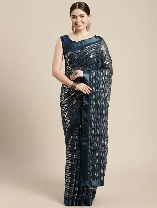 women's embroidered saree with blouse - 18642689 - Very Small Image - 1