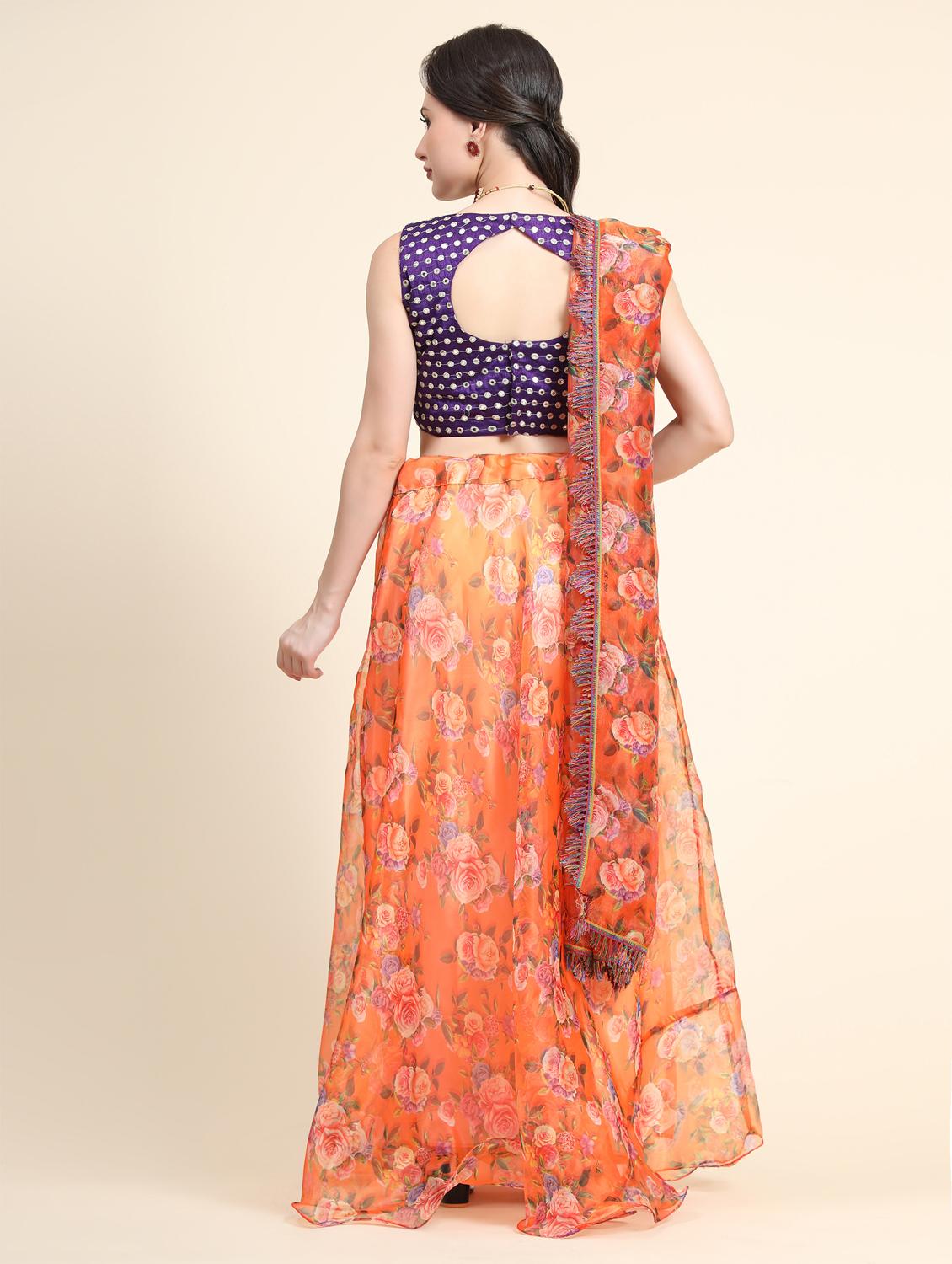 floral printed lehenga choli with dupatta - 18651038 - Standard Image - 3