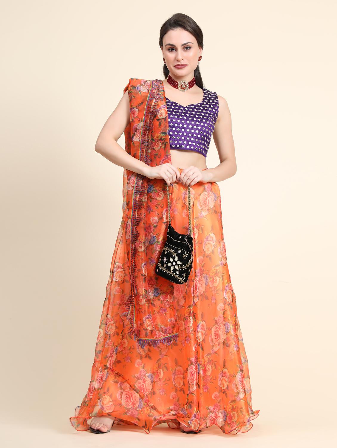 floral printed lehenga choli with dupatta - 18651038 - Zoom Image - 4