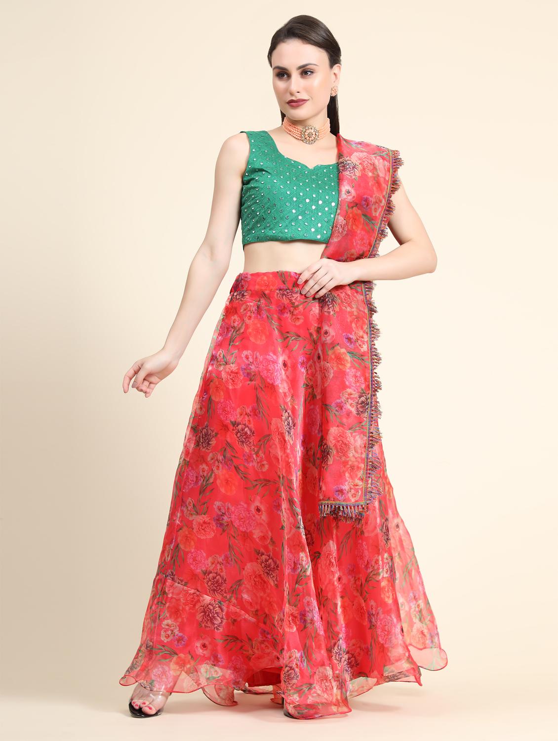floral printed lehenga with dupatta - 18651040 - Zoom Image - 4
