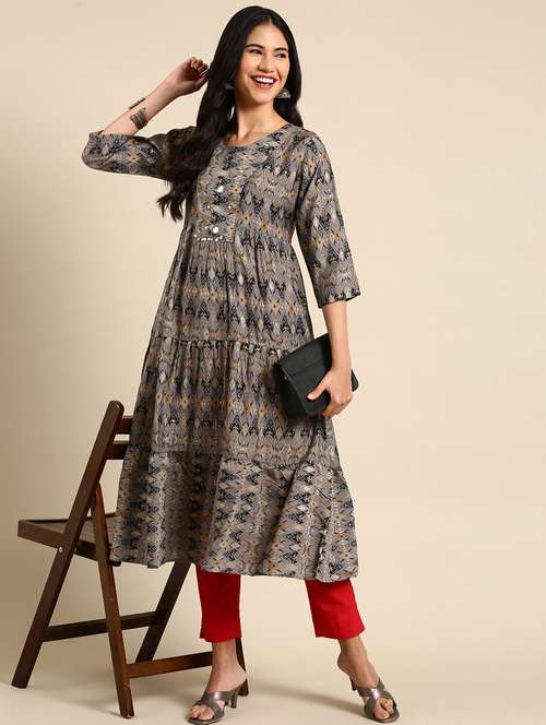 Women's Flared Kurta - 18682909 - Very Small Image - 1