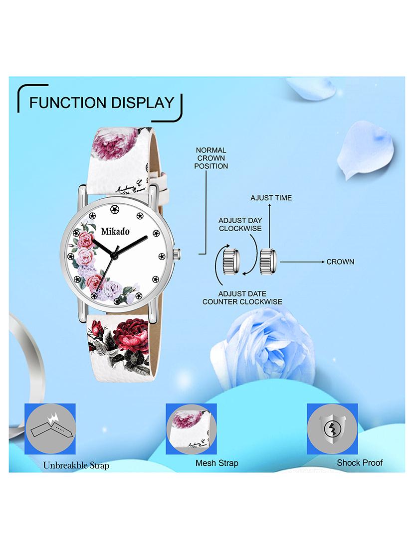 royal spanish artistic flora designer strap crown analog watch for girls and women - 18691161 - Standard Image - 3