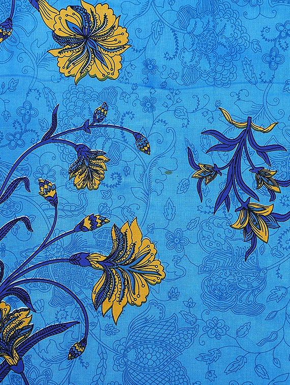 jaipuri single bedsheet with 1 pillow cover,1+1_single_74_blue - 18691718 - Zoom Image - 3