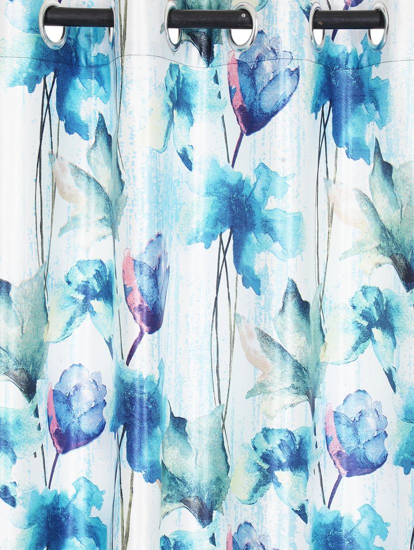 home sizzler abstract flower polyester semi-transparent curtains - 18743653 - Standard Image - 4