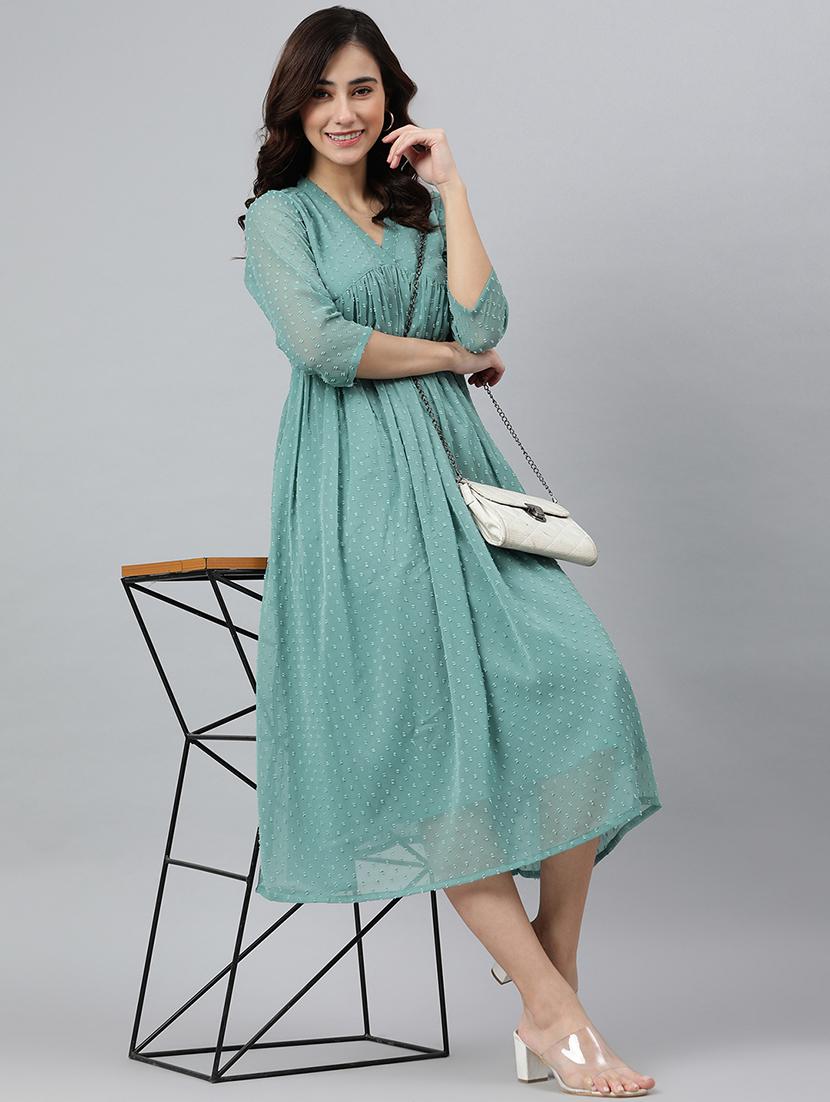women's fit & flare self design dress - 18765334 - Zoom Image - 4