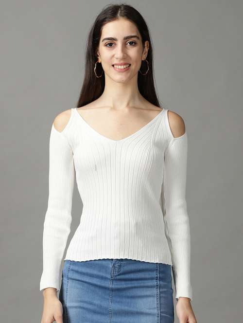 white cotton blend regular top - 18824255 - Very Small Image - 1