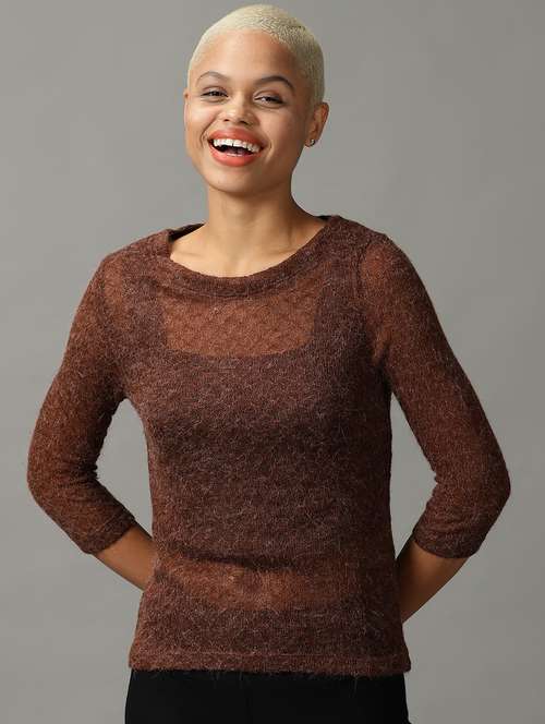 brown wool regular top - 18824294 - Very Small Image - 1