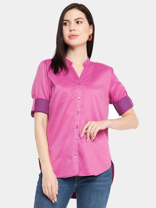 pink polyester regular shirt - 18842091 - Very Small Image - 1