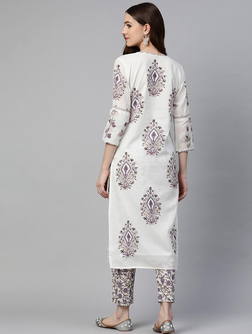 women white printed kurta pant set - 18847897 - Zoom Image - 3