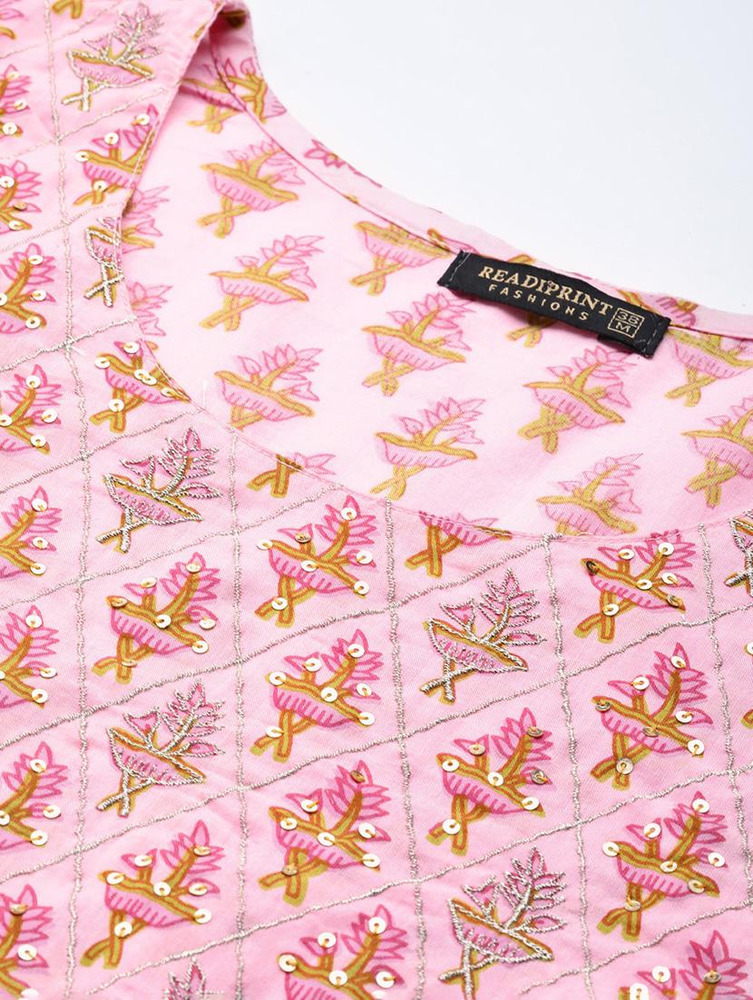 pink printed three quarter sleeve kurta pant set - 18875347 - Zoom Image - 4