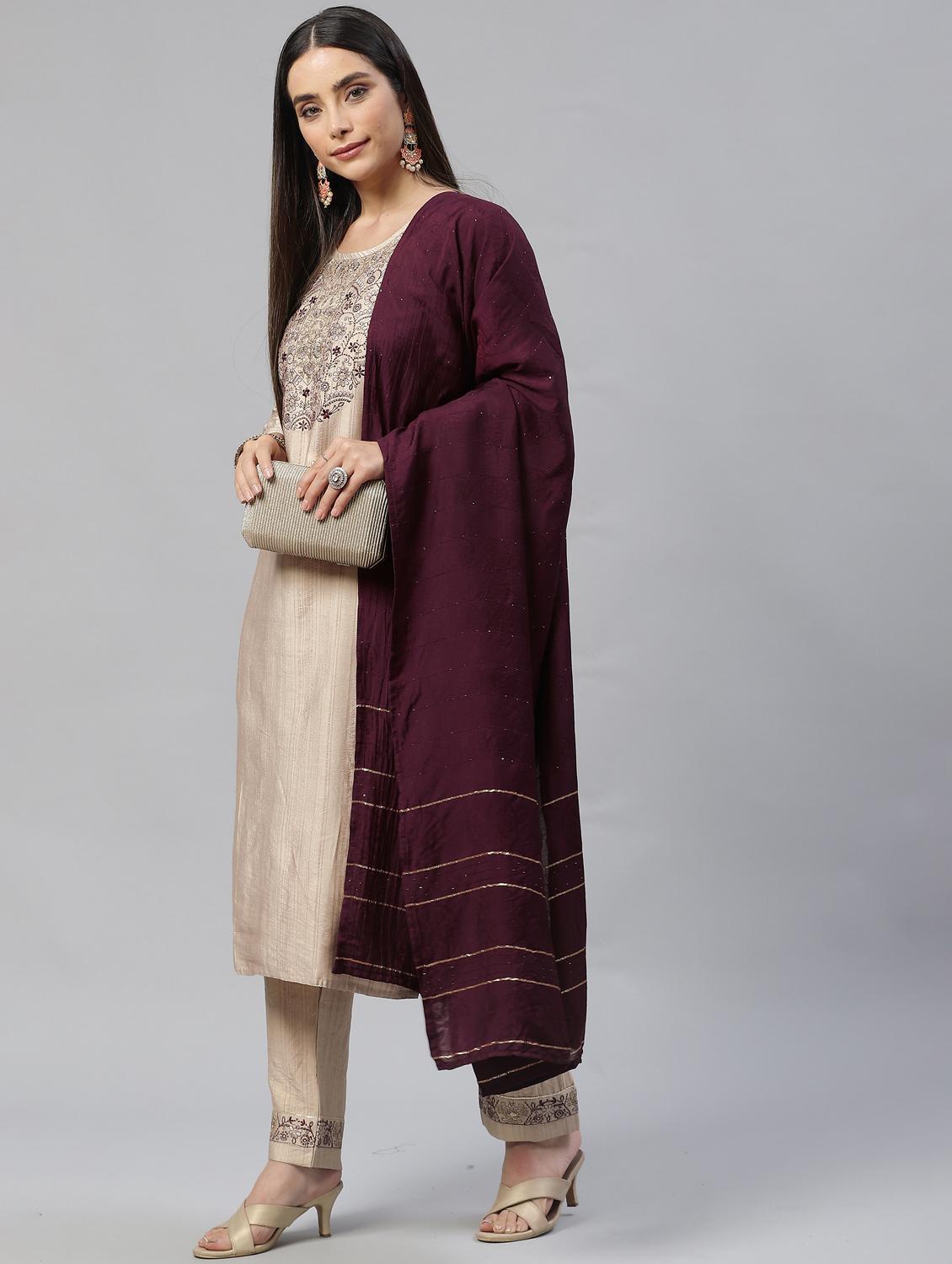 embroidered kurta set with dupatta - 18875407 - Zoom Image - 3