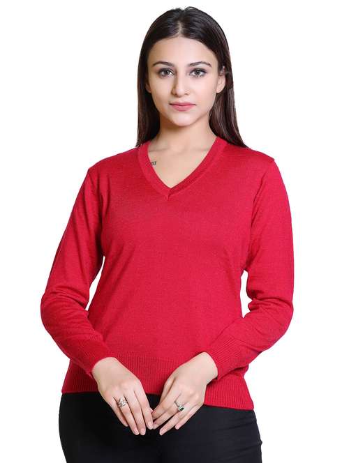v-neck solid pullover - 18878021 - Very Small Image - 1
