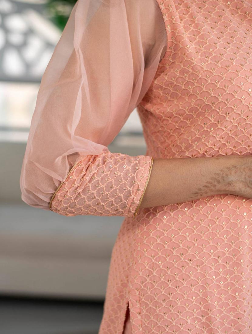 peach georgette semistitched suit - 18882693 - Zoom Image - 4