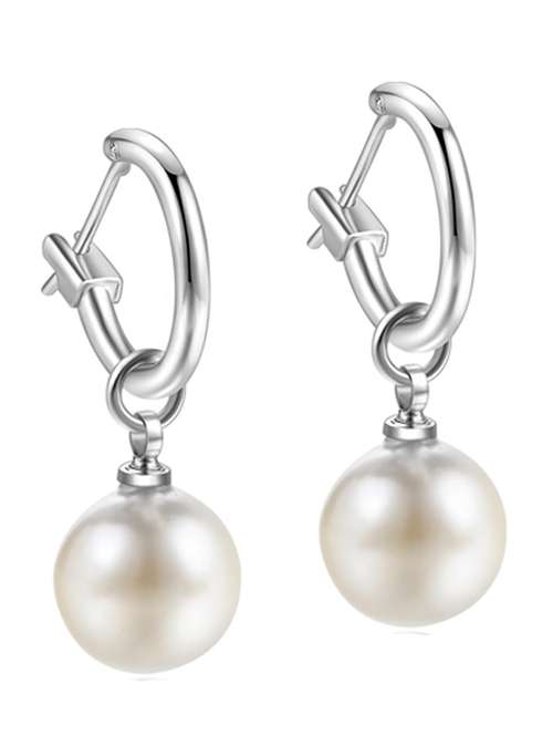 silver with round pearl drop earrings - 18910364 - Very Small Image - 1