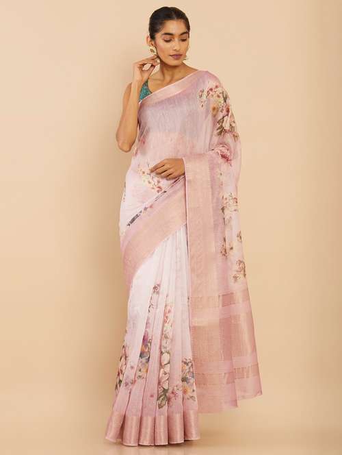 women's floral pink colored saree - 18933349 - Very Small Image - 1