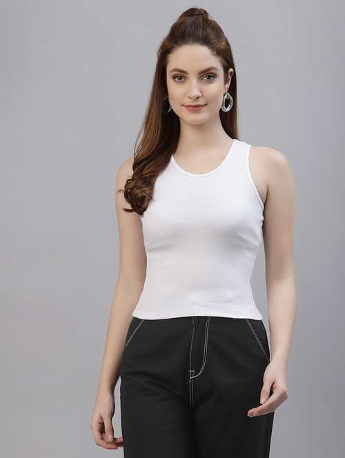 women's white round neck top - 18949427 - Very Small Image - 1