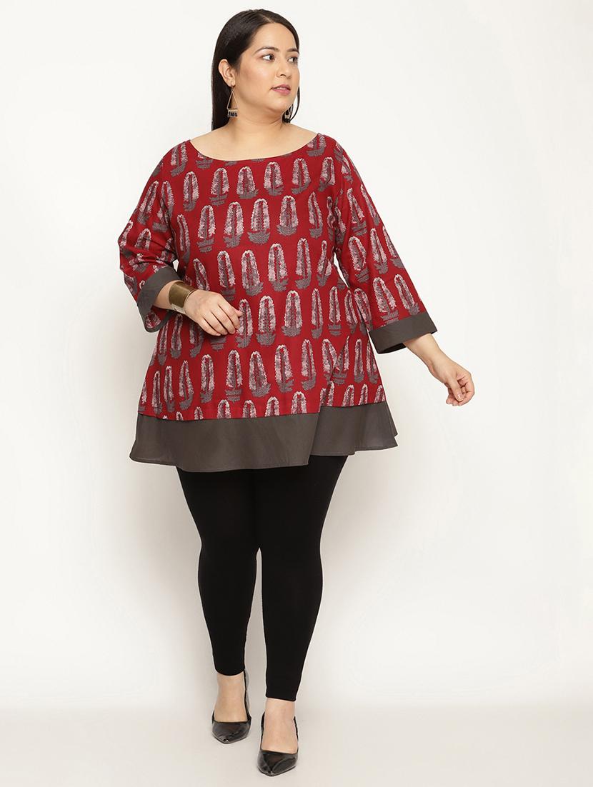 maroon printed regular top - 18950673 - Standard Image - 4