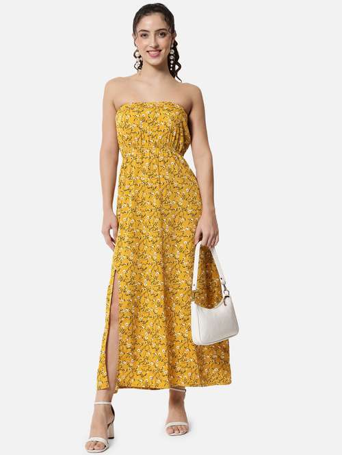 side slit floral tube dress - 19082710 - Very Small Image - 1