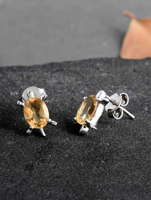 brown silver plated drop earring - 19085263 - Very Small Image - 1