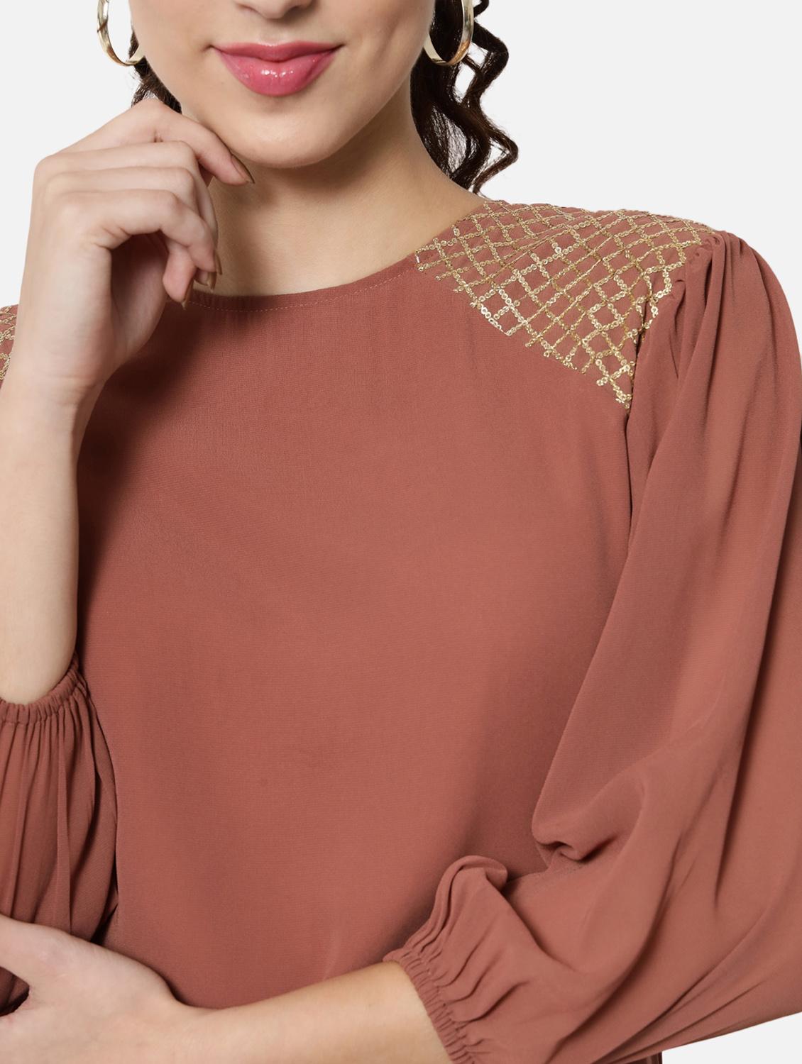 women's straight round neck top - 19086780 - Standard Image - 5