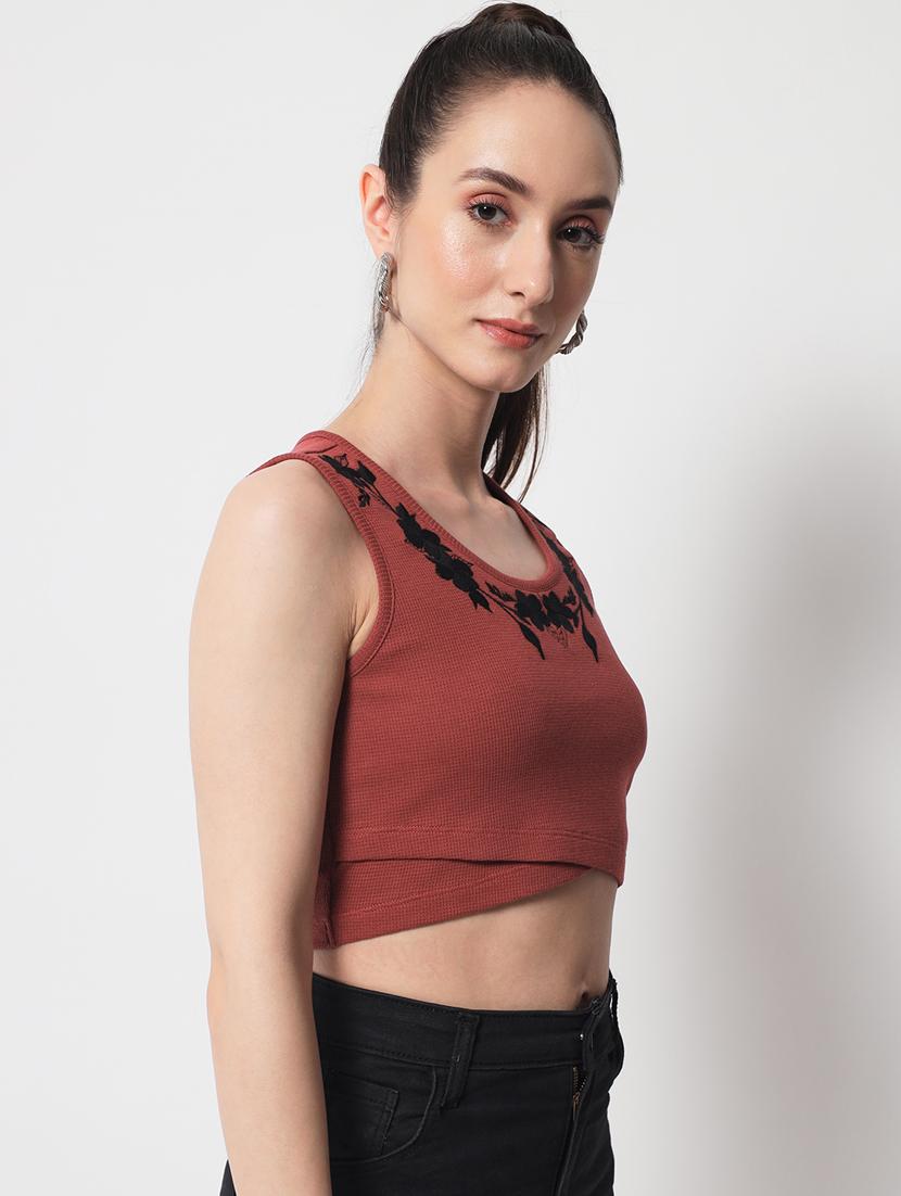 women's crop round neck top - 19101587 - Zoom Image - 2