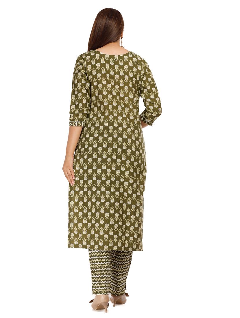 green printed kurta pant set with dupatta - 19126654 - Standard Image - 3